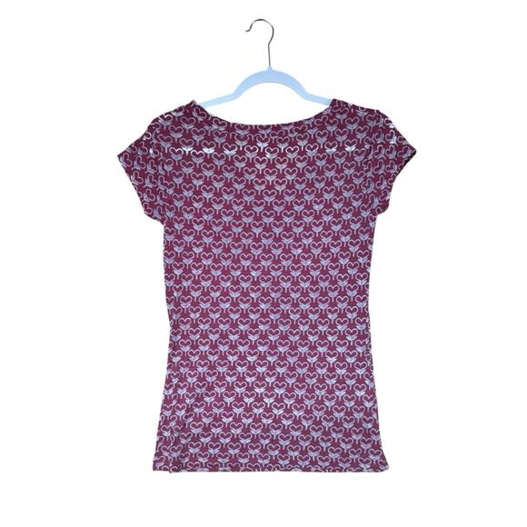 Y2K Babydoll Top Red Romantic Burnout Hearts Vintage Maurices Medium Coquette - Picture 3 of 5